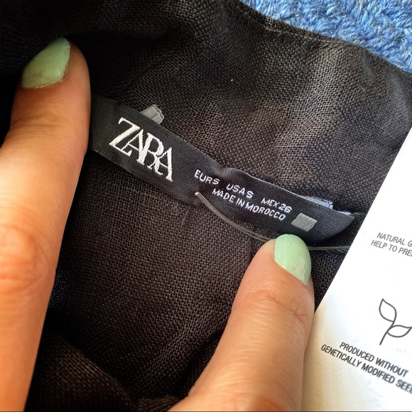 🖤 ZARA BLACK LINEN BOW LOOSE FIT TOP! - Picture 7 of 10